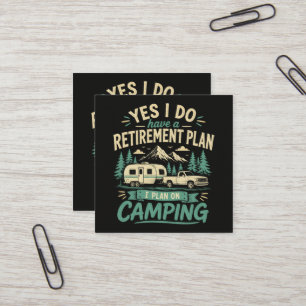 Cartão De Visita Quadrado Plano de Aposentadoria Camping