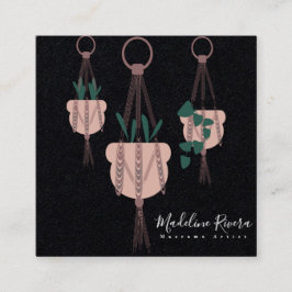 Cartão De Visita Quadrado Planta De Pousadoria Macarme