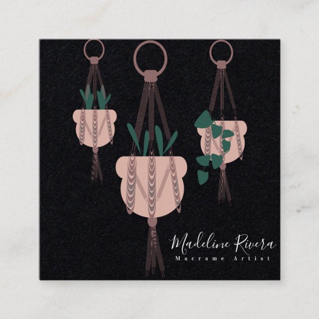 Cartão De Visita Quadrado Planta De Pousadoria Macarme (Frente)