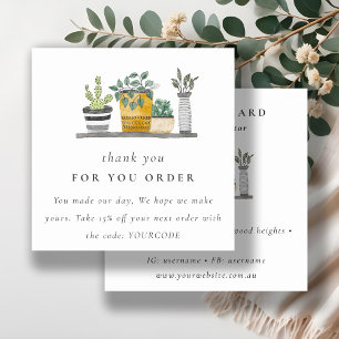 Cartão De Visita Quadrado Plantas De Casa Potente Botânica Obrigado Por Enco