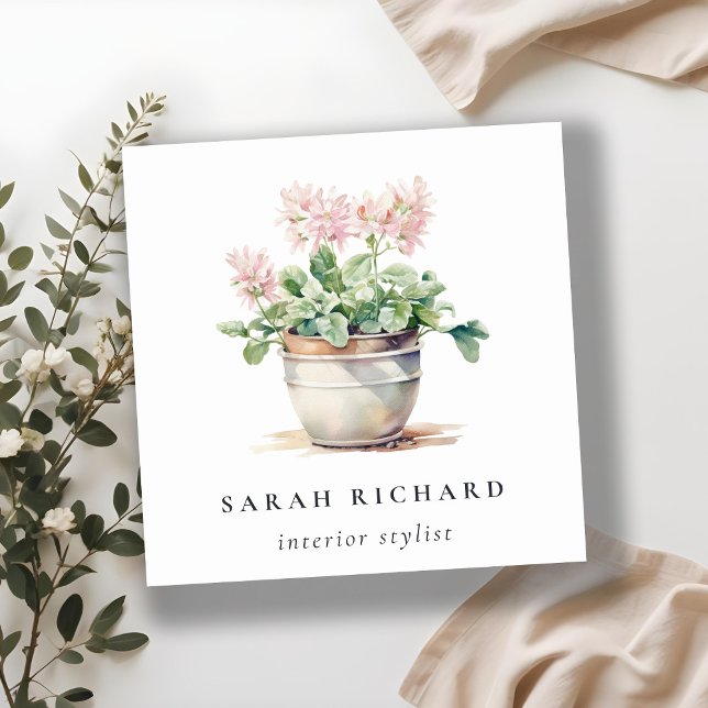 Cartão De Visita Quadrado Plantas De Cascas Florais Vazias (Criador carregado)