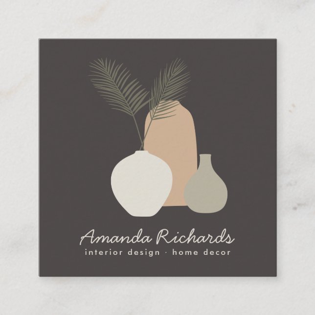 Cartão De Visita Quadrado Plantas de decoração de cerâmica russa (Frente)