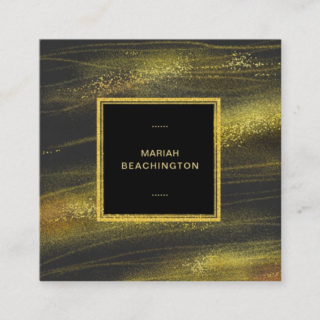 Cartão De Visita Quadrado Poeira Dourado corajosa abstrata do *~* e (Frente)