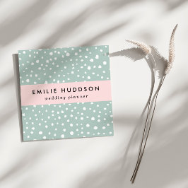 Cartão De Visita Quadrado Pontos Dalmacianos Verde, Pontos Dalmacianos, Pont