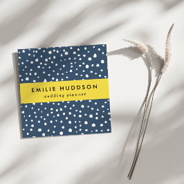 Cartão De Visita Quadrado Pontos Dalmáticos Azuis do marinho, Pontos Dalmáti