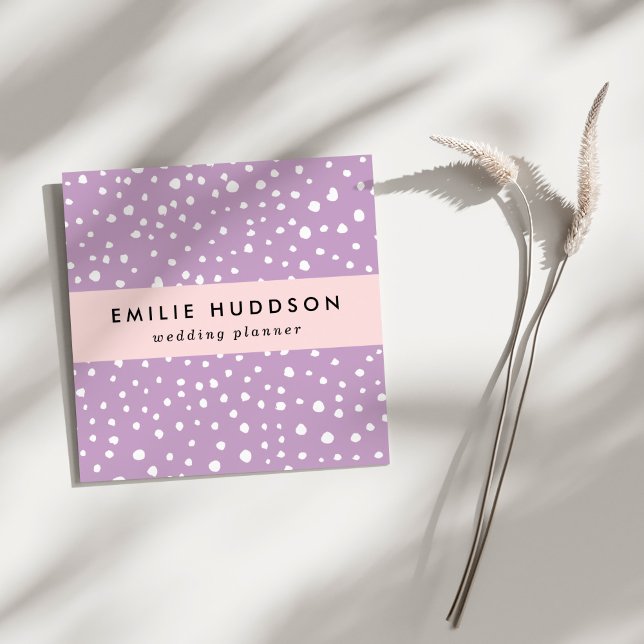 Cartão De Visita Quadrado Pontos Dalmáticos Lilac, Pontos Dalmáticos, pontos (Criador carregado)