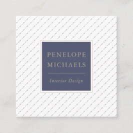 Cartão De Visita Quadrado Pontos e traços azuis e brancos legantes