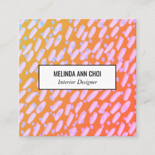 Cartão De Visita Quadrado pontos pintados por abstrato colorfu picado por po