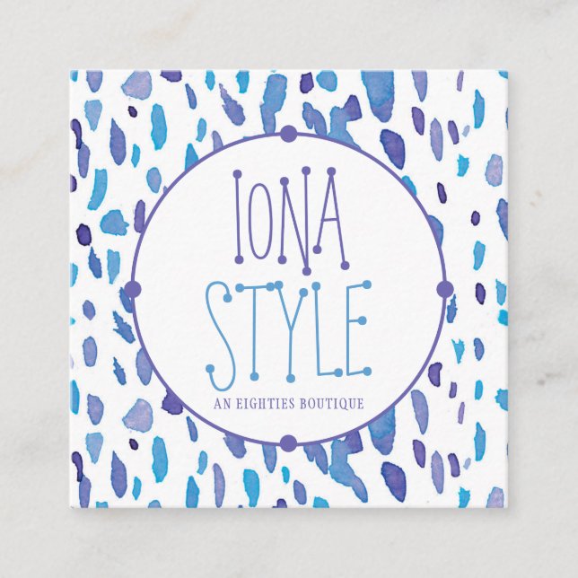 Cartão De Visita Quadrado Pontos roxos e azuis retrorreflectores (Frente)