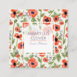 Cartão De Visita Quadrado Pópias Elegantes Padrão Laranja De Aquarela