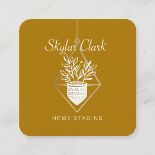 Cartão De Visita Quadrado Pôr Mustard na casa de vegetação