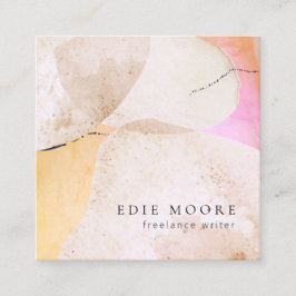 Cartão De Visita Quadrado Praça de Arte por Aquarela Abstrato Artística