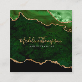 Cartão De Visita Quadrado Praça de Geodo de Agato Verde do Velvet Moderno