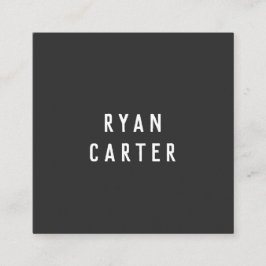 Cartão De Visita Quadrado Praça de Papel Preto Mínimo Moderno com Tipografia