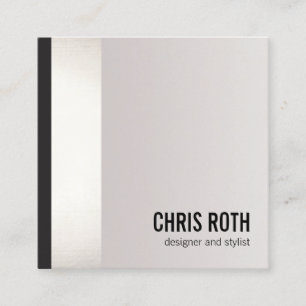 Cartão De Visita Quadrado Praça legal Negra Moderna e Lata de Prata