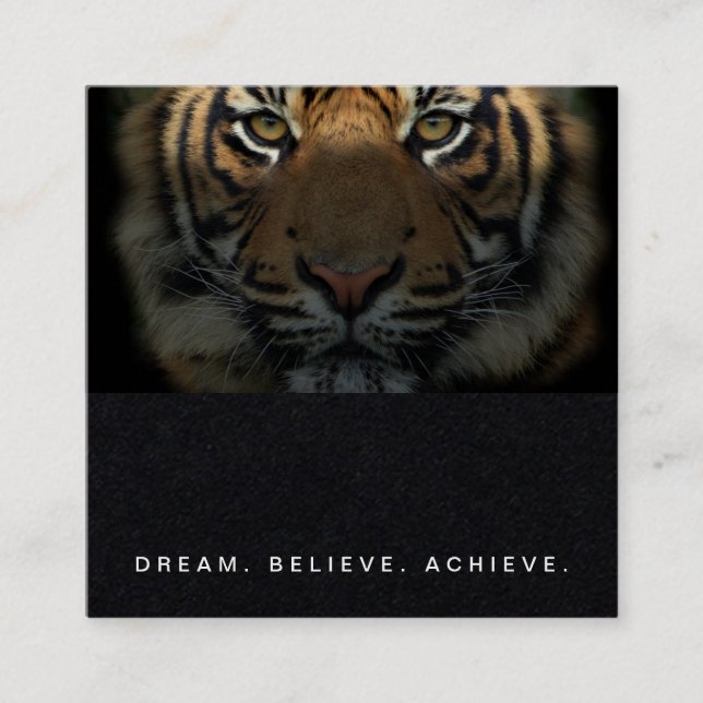 Cartão De Visita Quadrado Praça Preta Premium do Treinador de malhações (Frente)