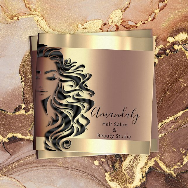 Cartão De Visita Quadrado Praça Rosa do Salão de Cabelo Profissional (Professional Hair Salon Makeup Lash Rose Square Square Business Card)