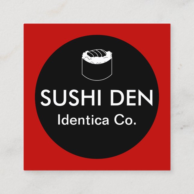 Cartão De Visita Quadrado praça sushi (Verso)