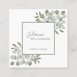 Cartão De Visita Quadrado Praça Verde Elegante Eucalyptus Sage