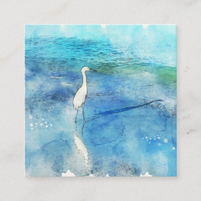 Cartão De Visita Quadrado Praia tropical em Azul Aqua Turquoise (Frente)