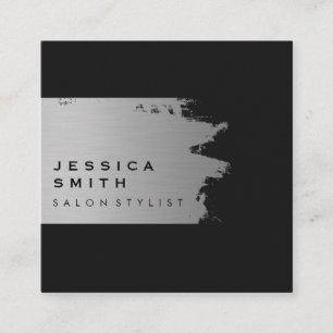 Cartão De Visita Quadrado Prata Elegante escovada