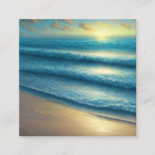 Cartão De Visita Quadrado Precoce da manhã nasce sobre uma praia deserta