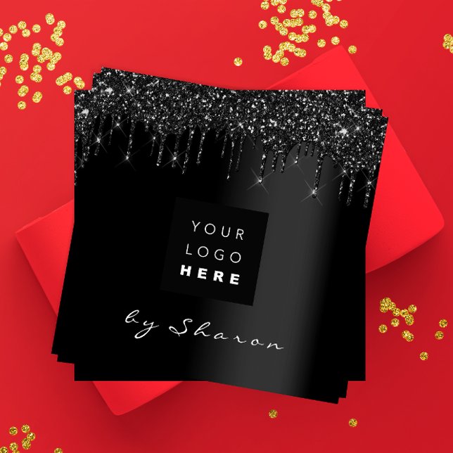 Cartão De Visita Quadrado pregos nas unhas Unidades pretas 6 punções Logotip (Criador carregado)