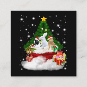 Cartão De Visita Quadrado Presente de coelho Feliz Natal Coelhos Bonito Pre