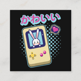 Cartão De Visita Quadrado Presente de coelho| Jogador Cute Bunny Pastel Kawa