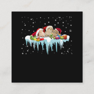 Cartão De Visita Quadrado Presente de coelho Natal Muito Bonito Para Três C