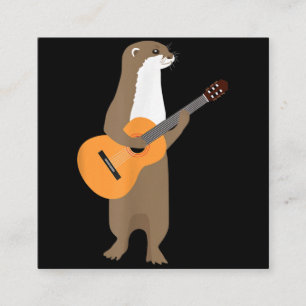 Cartão De Visita Quadrado Presente externo   Guitar Otter Animal Kids Guitar