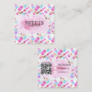 Cartão De Visita Quadrado Presentes Pretzels Padeiro Padaria Presentes Rosa