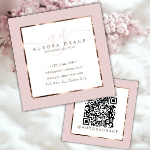 Cartão De Visita Quadrado Prestige profissional Dourada rosa rosa rosa rosa 