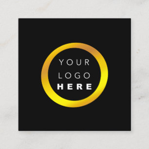 Cartão De Visita Quadrado Preto Dourado Luminoso Profissional Mínimo Modern