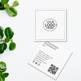 Cartão De Visita Quadrado Preto e branco Adicionar seu logotipo Código QR Mí