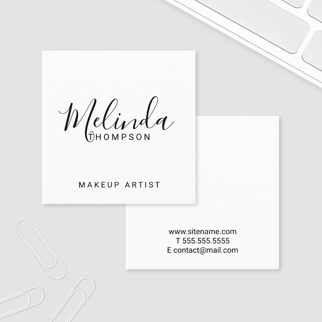 Cartão De Visita Quadrado Preto e Branco modernos profissionais (Criador carregado)