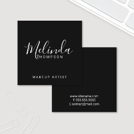 Cartão De Visita Quadrado Preto e Branco modernos profissionais