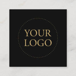 Cartão De Visita Quadrado Preto e Dourado | Logotipo simples e mídia social