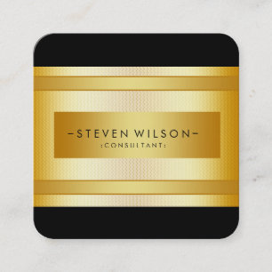 Cartão De Visita Quadrado Preto elegante moderno profissional do metal da