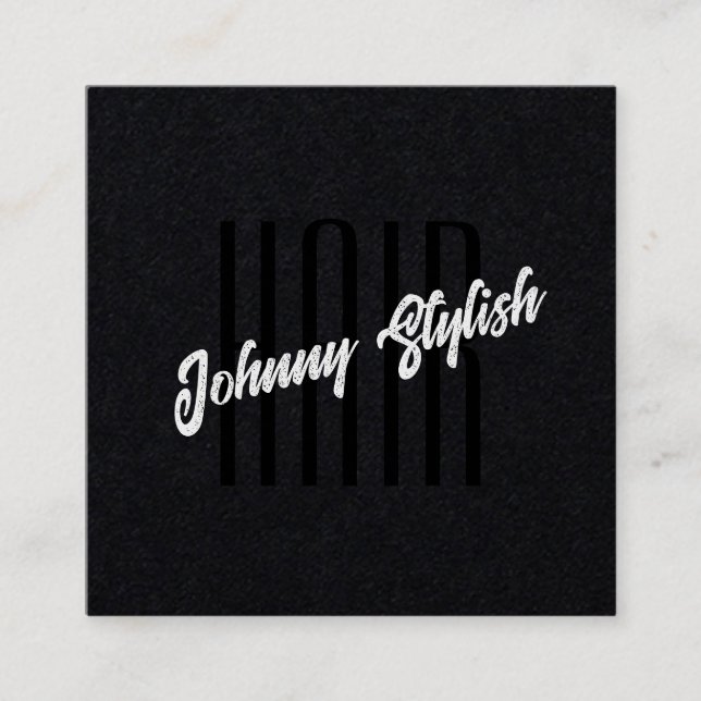 Cartão De Visita Quadrado Preto minimalista escuro (Frente)