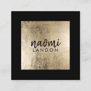 Cartão De Visita Quadrado Preto minimalista quadrado moderno do ouro chique