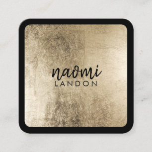 Cartão De Visita Quadrado Preto minimalista quadrado moderno do ouro chique