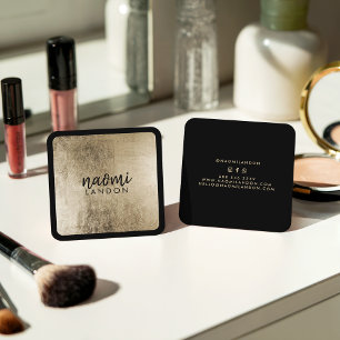 Cartão De Visita Quadrado Preto minimalista quadrado moderno do ouro chique