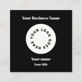 Cartão De Visita Quadrado Preto moderno adicione seu logotipo com código QR