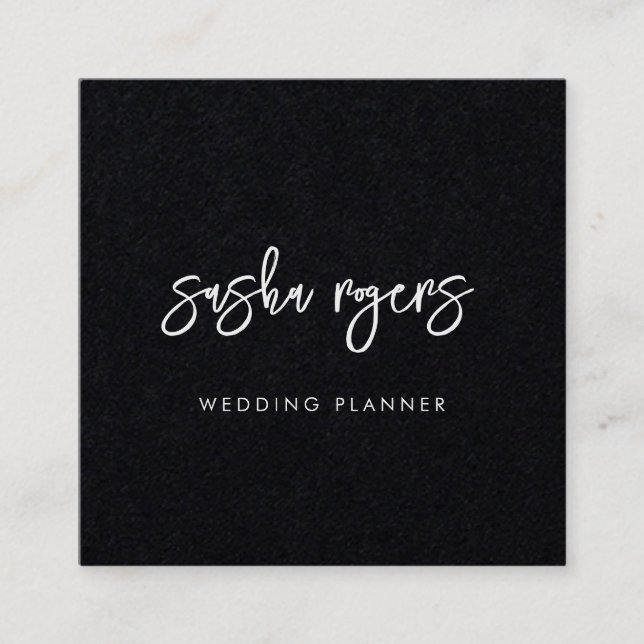 Cartão De Visita Quadrado Preto Moderno Contemporâneo (Frente)