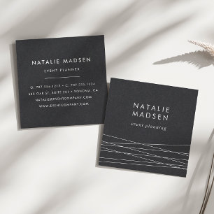 Cartão De Visita Quadrado Preto moderno da geometria  