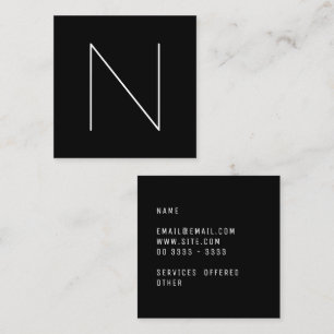 Cartão De Visita Quadrado Preto profissional liso mínimo elegante