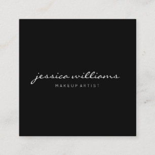 Cartão De Visita Quadrado Preto profissional moderno minimalista manuscrito