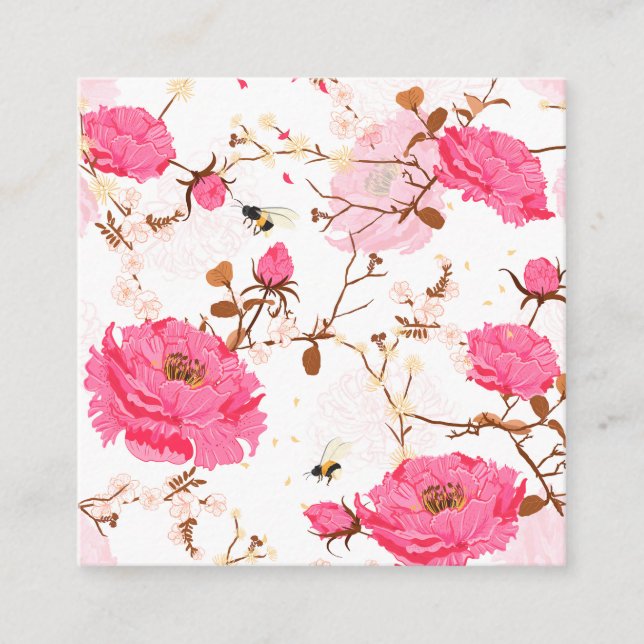 Cartão De Visita Quadrado primavera (Frente)