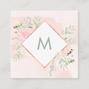 Cartão De Visita Quadrado Primavera floral com lavagem da aguarela do